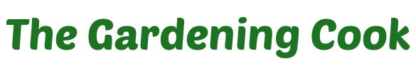 The words The Gardening Cook in green bubble letters on a transparent background.