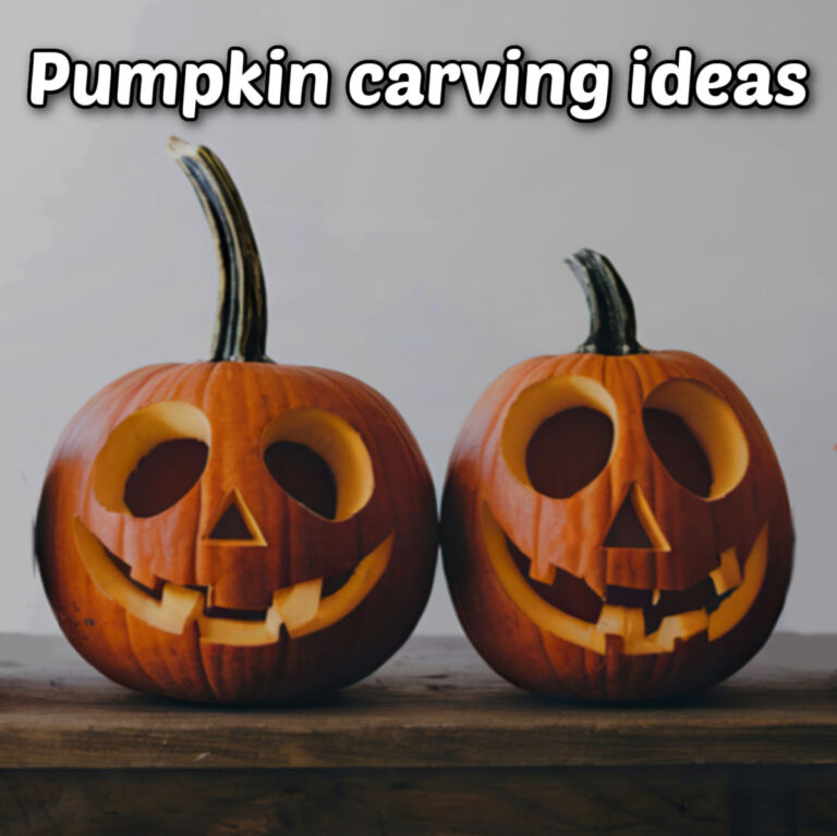 Two carved pumpkins with words Pumpkin carving ideas.